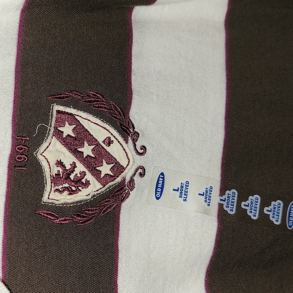 Old Navy Stripe Short Sleeve Shirt Polo Top L - Picture 3 of 3